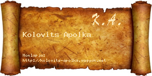Kolovits Apolka névjegykártya